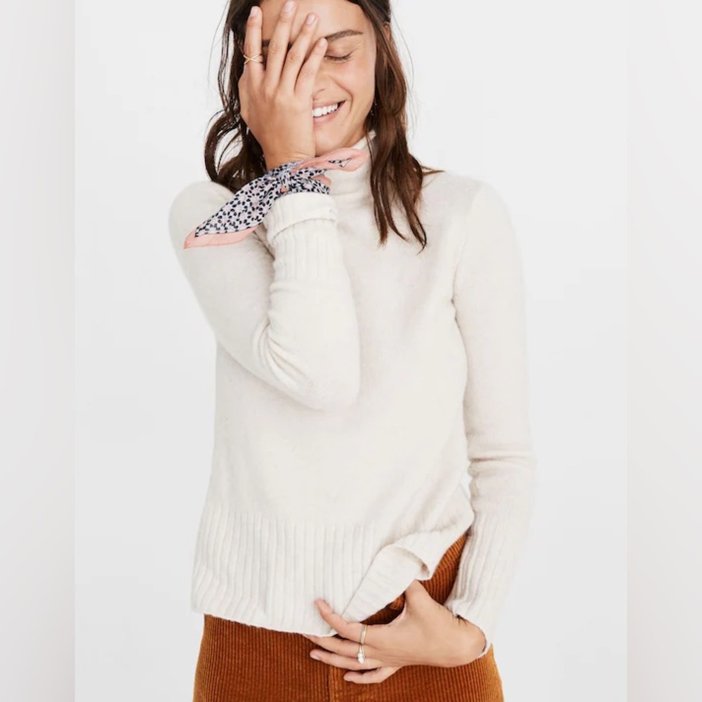 Madewell Heather Cement Inland Turtleneck Sweater in Coziest Yarn Size Small